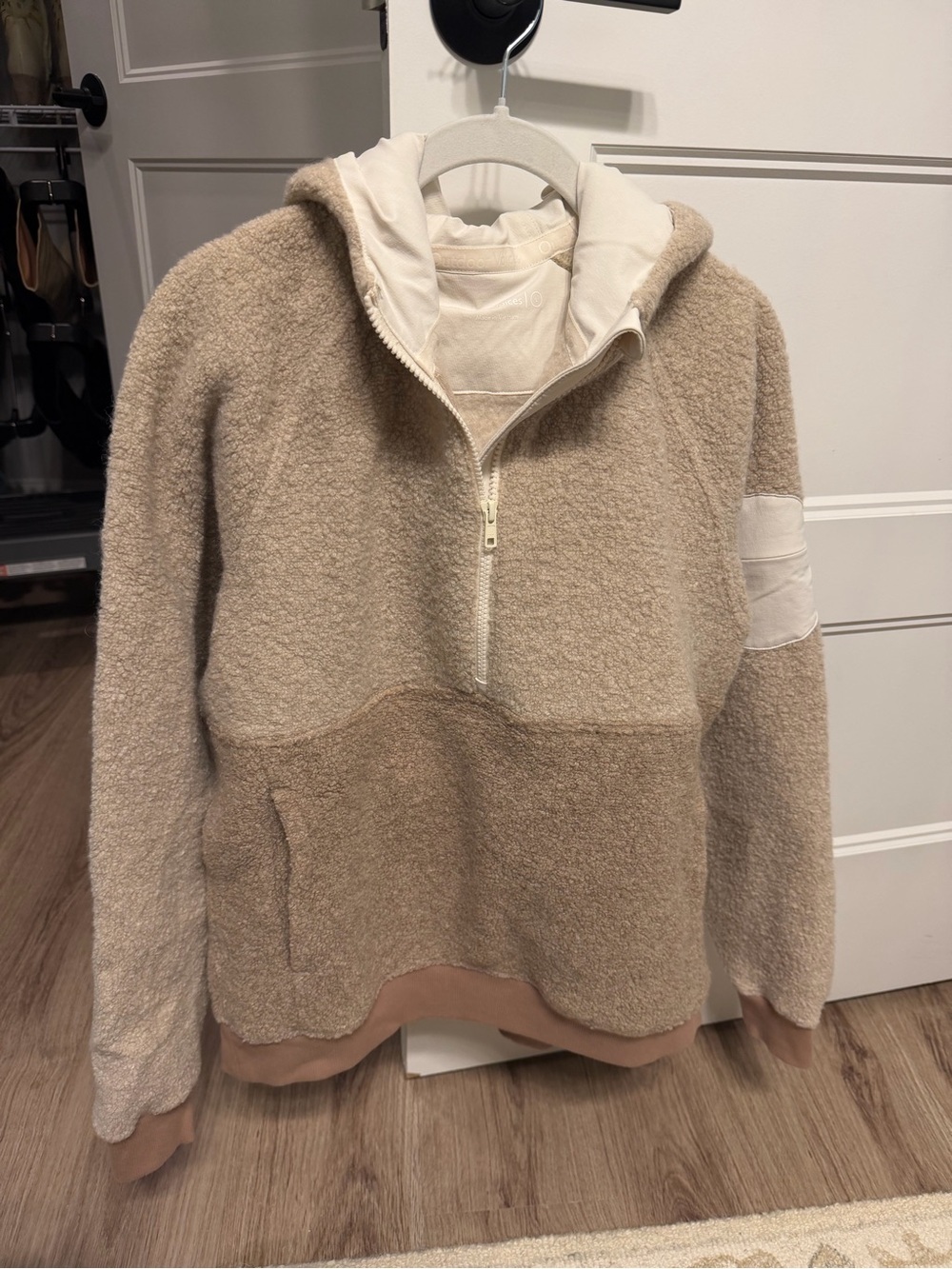 Outdoor Voices Mega Fleece Brown & Cream Half-Zip Jacket